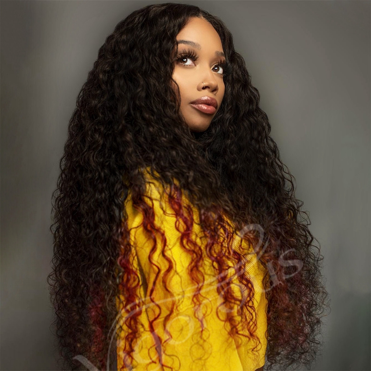 Highlight Long Kinky Curly Manufacturers High Temperature Long Lace Frontal Wigs Synthetic Hair Black Women