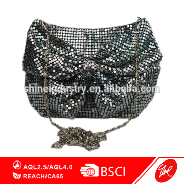 Trendy Aluminum Bow Evening Chainmail Bag