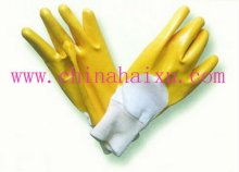 Cotton interlock yellow nitrile working gloves