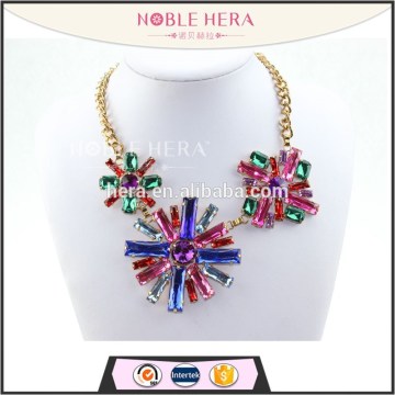 Rhinestone pendants for chunky necklace flower statement glod chain necklace