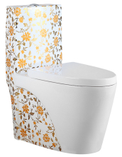 Modern Style Flower Pattern Washdown One-piece Toilet