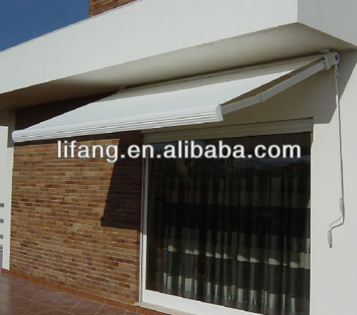 LFZY004 full cassette retractable awnings with remote control and manual override handle