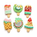 Carino Planar Flatback Fruit Popsicle Kiwi Pitaya Perline in resina per accessori per gioielli per bambini