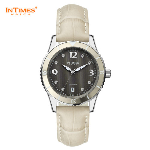 Orignal Brand Intimes Custom Watch Steel Wrist Watch with Genuine Leather Band 50ATM It-1052L