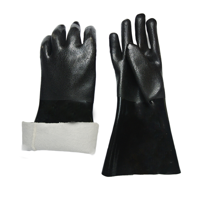 Guante Black PVC Guante Sandy Finish Jersey Lined14 &#39;&#39;