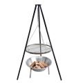 Justerbar höjd Portable Barbecue Hanging Tripod Charcoal Camping BBQ Grill