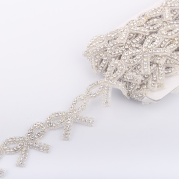 Novelty Rhinestone Trims  Brooch Crystal Rhinestone Sew On Bow Loop Trims