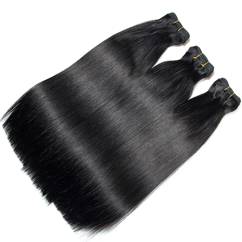 True length 16 inch virgin brazilian super double drawn hair, mink straight human hair with closure