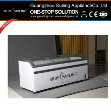 Curved glass door double temperature side by side display freezer WD4-738