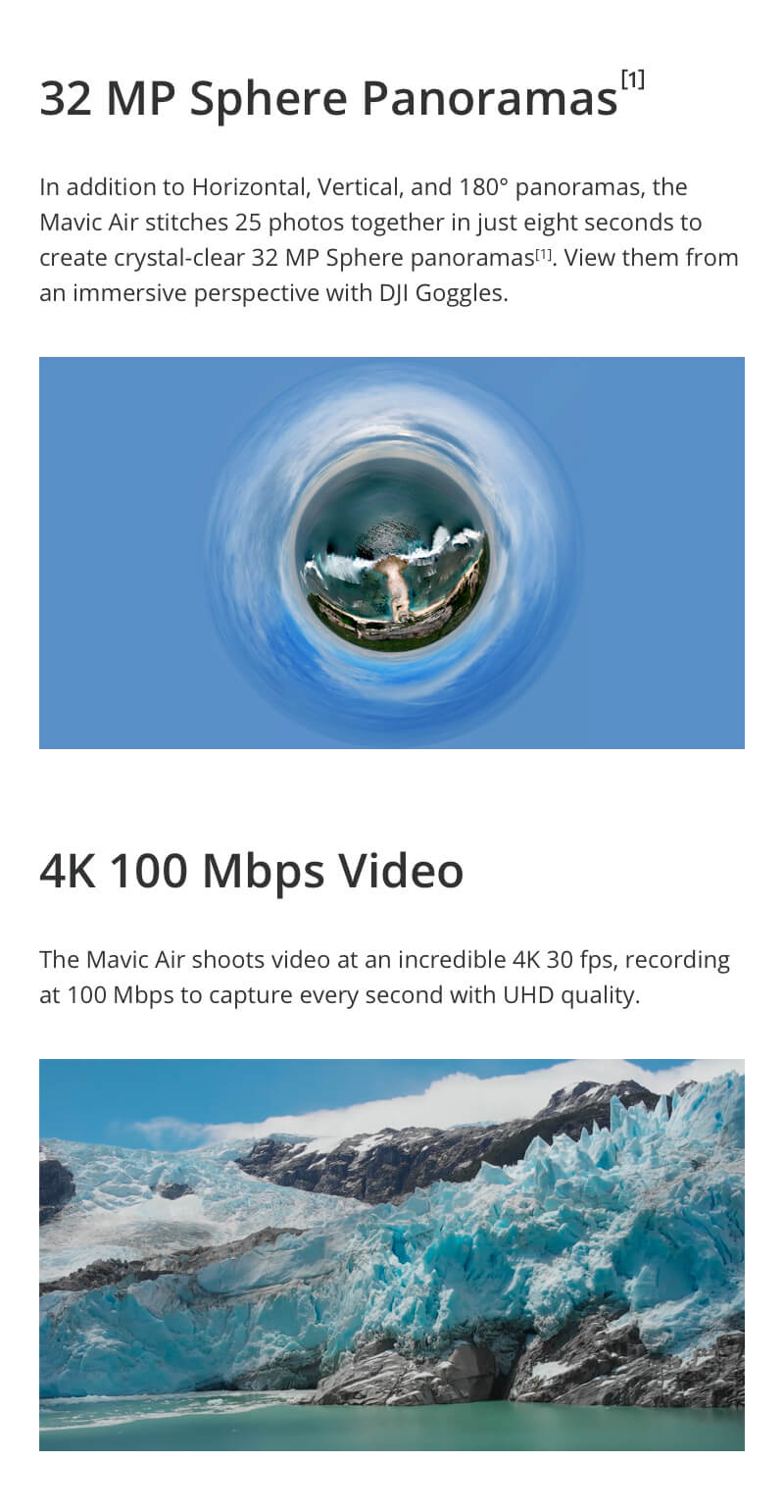 DJI New Drone Mavic Air Fly More Combo 32 MP Sphere Panoramas 4K 100 Mbps Video 3-Directional Environment Sensing Dron In Stock