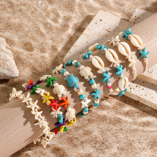 Bohemian Elastic Natural Sea Shell Starfish Bracelet