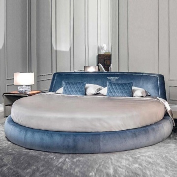 Modern King Size Velvet Round Platform Bed Sets