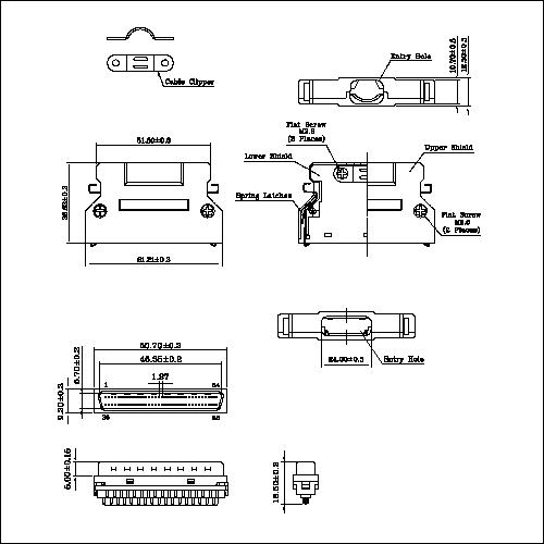 1.27mm Series Shielded Backshell Kits 68P Str 1.27mm Series Shielded Backshell Kits 68P Str