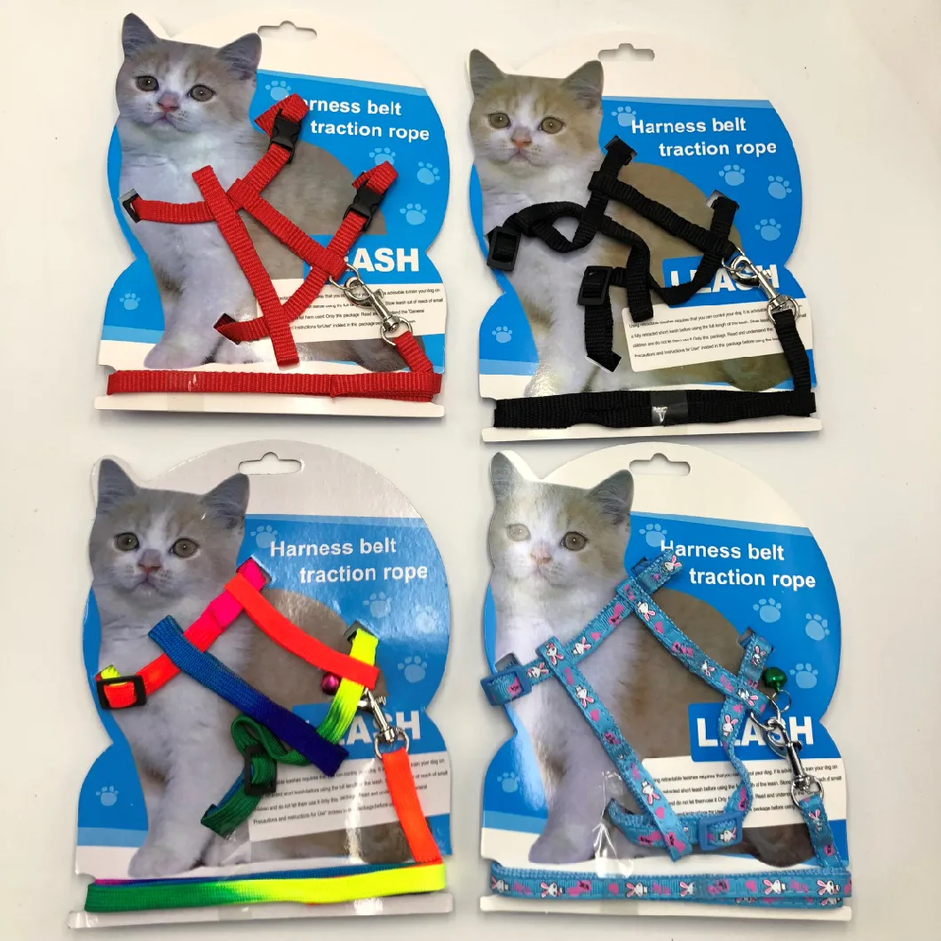 Cat Harness and Leash Adjustable Nylon Halter Harness Kitten Nylon Strap Belt Safety Rope Leads