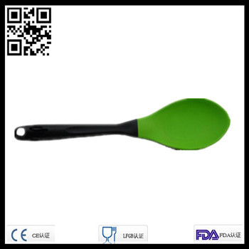 silicone spoon with wooden handle