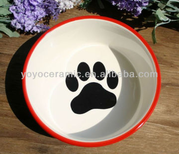 ceramic dog bowl with paw design