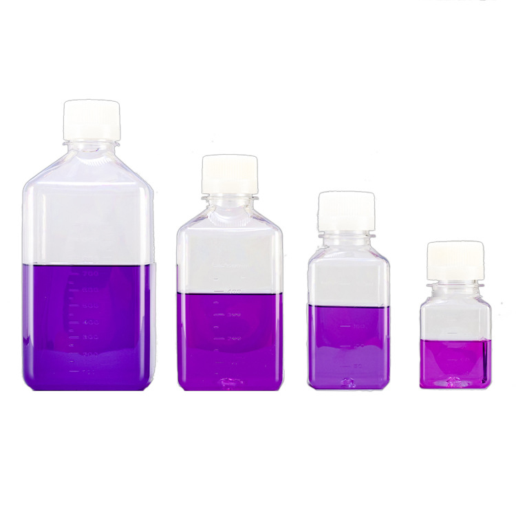 500ML 1000ML Laboratory Wide Mouth Screw Top Transparent Square Sterile Reagent Bottle Media Storage bottle for sale