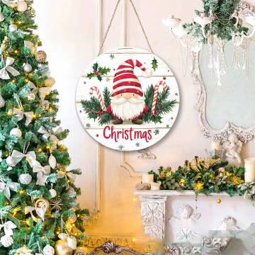 Retro Santa Claus Christmas Wreath Print Home Decor