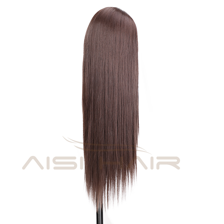 Aisi Hair Wholesale Long Silky Straight Ombre Brown Wig Synthetic Hair Swiss Lace Wig Lace Frontal Wigs For Black Women
