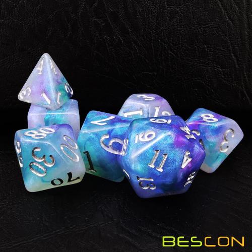 Bescon Magical Steinwürfel-Set Serie, 7-tlg. Polyedrisches RPG-Würfel-Set mit Drachenaugen, Tinbox-Set