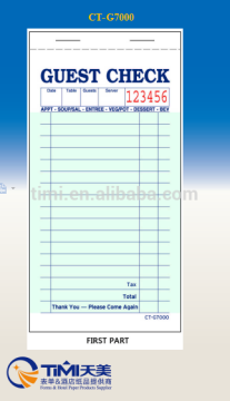 NRA exhibitor CT-G7000 Two Part Carbonless Guest Check