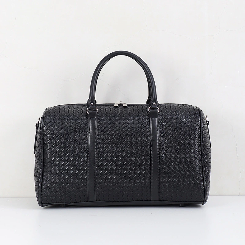 Multifunctional Woven PU Braided Leather Men and Women Large Duffle Bag Weekend Travel Hand Bag