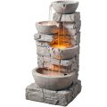 Tiered Bowls Floor Stacked Stone Waterfall Fountain