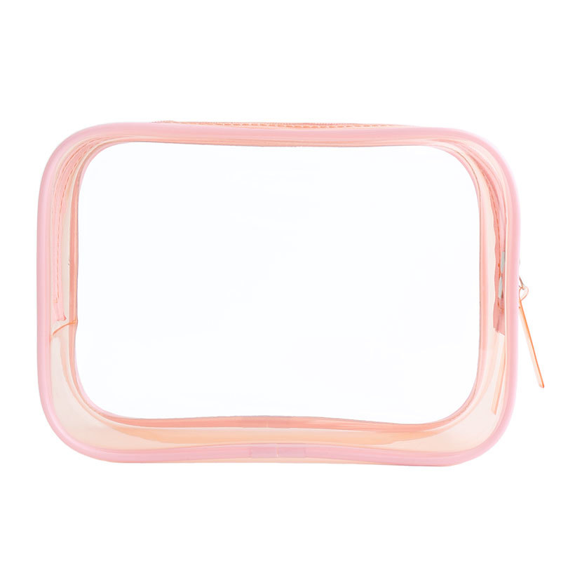 Προσαρμοσμένο λογότυπο αδιάβροχο διαφανές τσάντα φερμουάρ PVC Make Up Gift Travel Pink Toiletry Bag Fashion Clear Plastic Cosmetic Makeup Bags