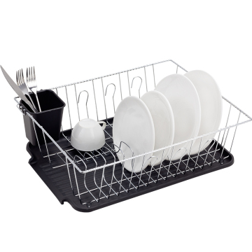 1 tier chrome plated dish rack with tray