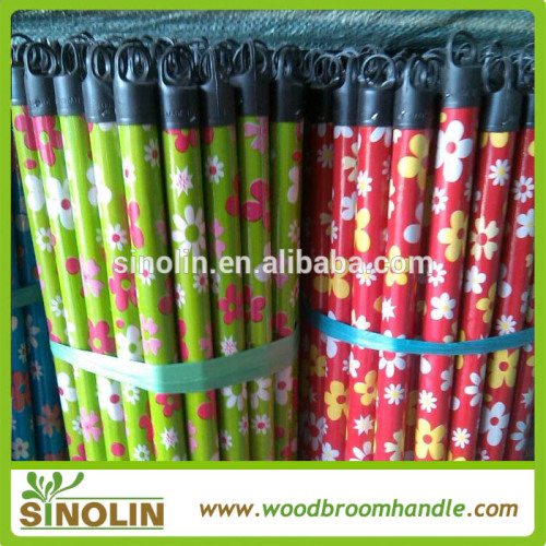 flower pvc coated wooden broomstick