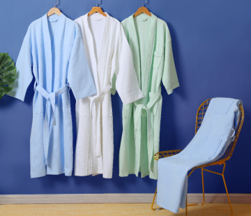 Waffle style customized hotel bathrobe