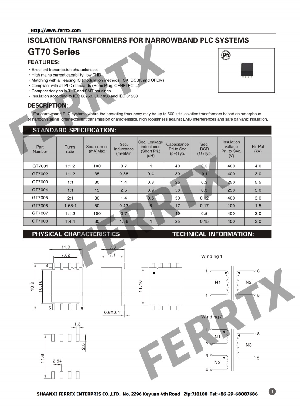Transformador PLC de banda estrecha Narrowband PLC Transformer