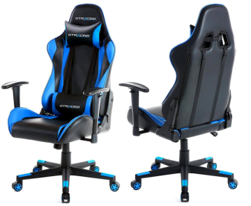 Adjustable Armrest Racing Blue Gaming Chair