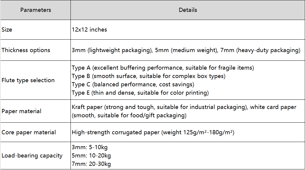 corrugated cardboard pads