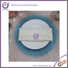 17996 Circus blue Glitter Glass elegant Charger Plate