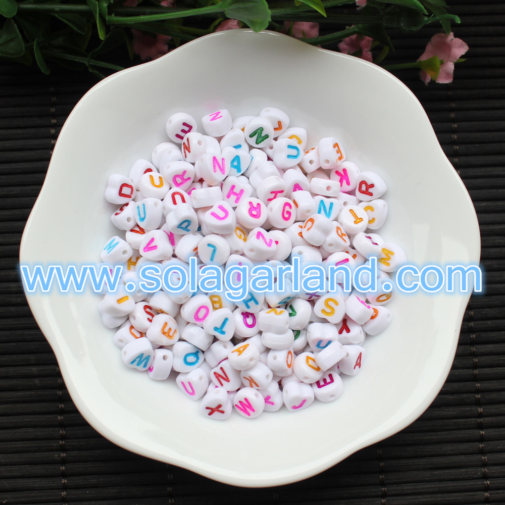 White Heart Alphabet Letters Beads