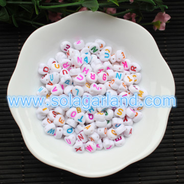 4 * 7MM blanc amour coeur alphabet acrylique lettre perles perles d&#39;entretoise bricolage