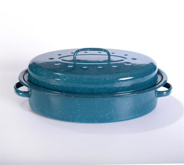 Cast iron enamel oval roaster