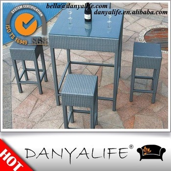 DYBAR-D5404 Danyalife Outdoor Bar Rattan Aluminum Bar Stools and Table