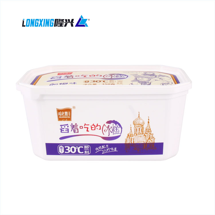 manufacturer 24oz square frozen IML PP ice cream container with tamper evident