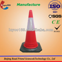 PE traffic road cones with rubber base