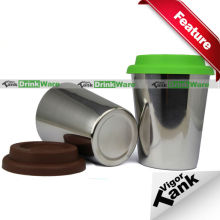 Double Wall Stainless Steel Coffe Silicon Cup Lid