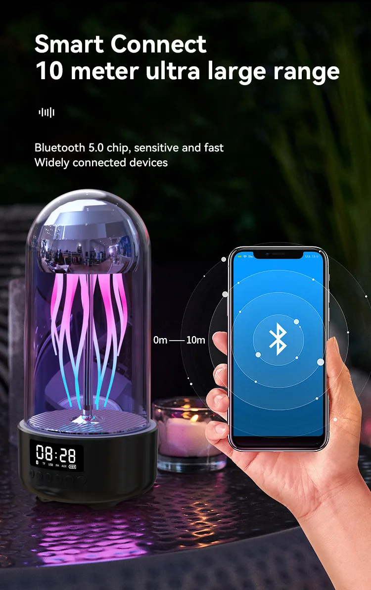 Intelligent Wireless Bluetooth Speaker, Colorful Breathing Light, Portable Intelligent