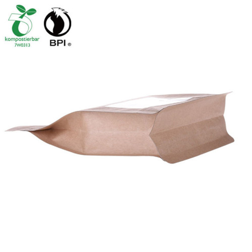 Pembungkusan Kertas Kraft Biodegradable Ziplock Beg Kopi dengan Tingkap