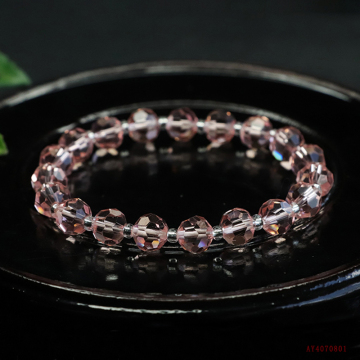 Handcrafted Pink Glaze Beaded Bracelets with Healing Crystals and Chakra Stones