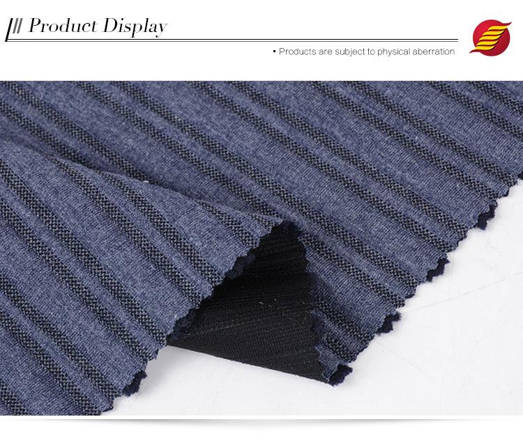 Knitted hacci jacquard polyester knit fabric brushed  knit 100 poly black with stripe fabric clothes garments