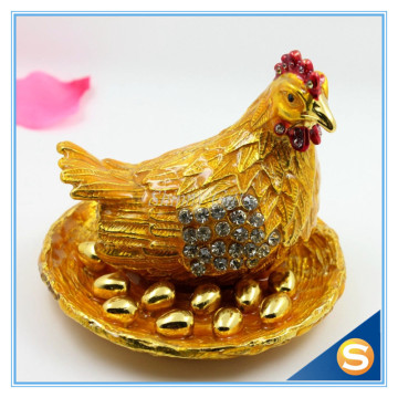 Gold Hens Trinket Box Home Decorative Box Jeweled Trinket Boxes
