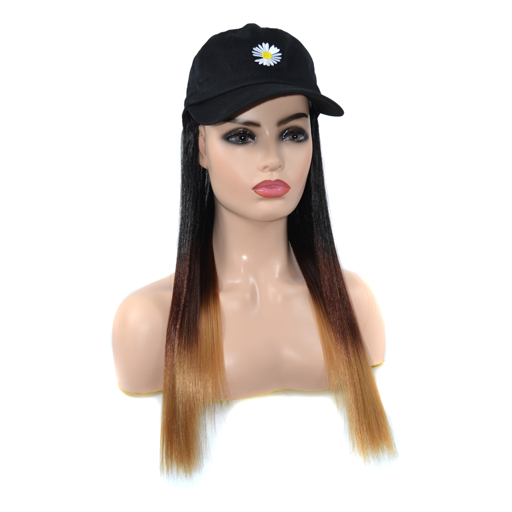 MYZYR Baseball CapWith Hair Long Straight hairFake HairHat Wig SyntheticHair Extensions Hat With Hair Natural Hairpiece ForWomen