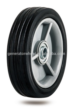 5 inch solid rubber wheel with bearing for lawn mower, luggage, dustbin