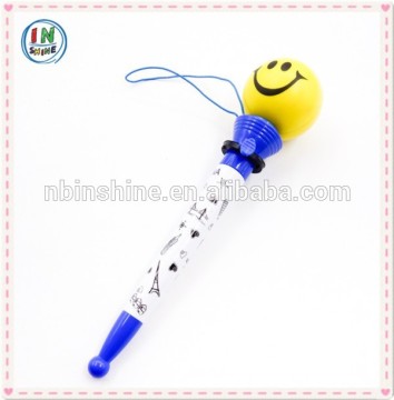 Pu smiling face bouncing ball pen , novelty type pen